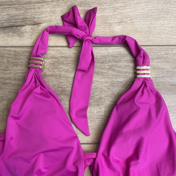 Bar III Cowl Neck Monokini hot pink one piece bathing‎ suit backless - Picture 5 of 14